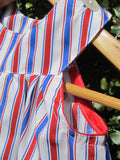baby boy size 0000 stripe romper shoulder closeup