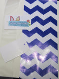 Pearlescent organza ribbon, white gift tag and blue belly band wrap