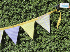 Purple Yellow Stripe Gingham Bunting Flags smooth edge