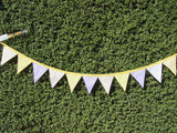 Purple Yellow Stripe Gingham Bunting Flags smooth edge