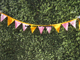 Pink/Orange/White Bunting Flags smooth edge