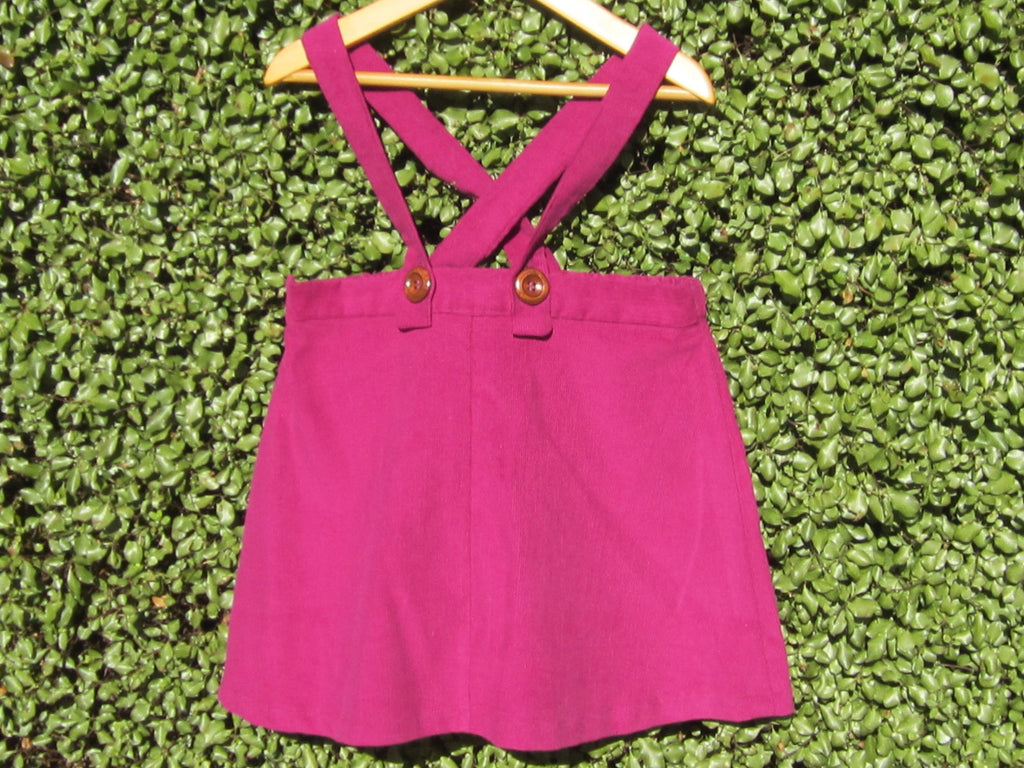 Girls Size 2 Suspender A-line style Skirt - Majenta/Burgundy Or Tan Corduroy