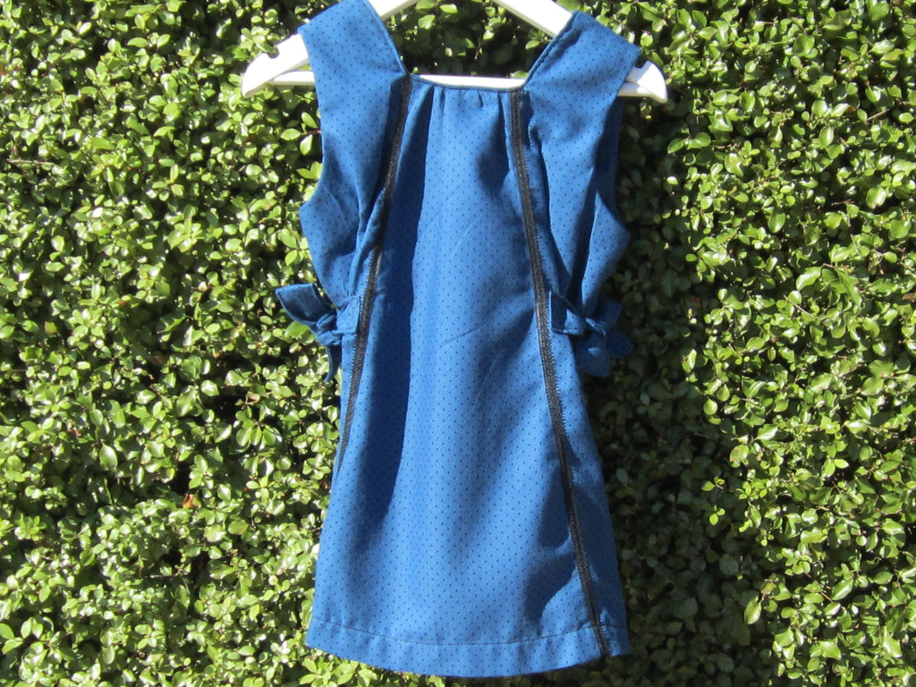 Pinafore Dress - Blue with tiny black spot in Size 2