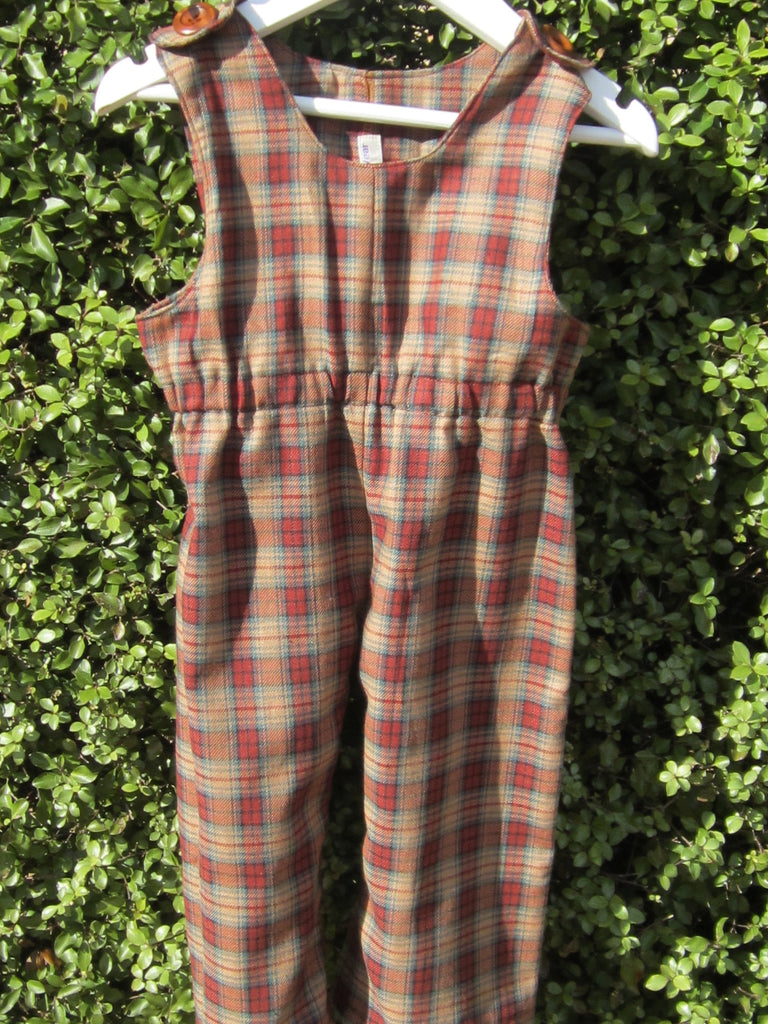 Boys Size 00 Long Overalls Romper Dungarees /Wooden buttons