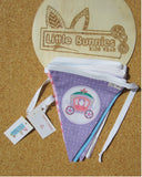 Princess Carriage, Balloon, Tiara & Wand Print Bunting Flags smooth edge