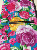 Custom Make Fabric Girls - Large flowers Rayon on Blue Background